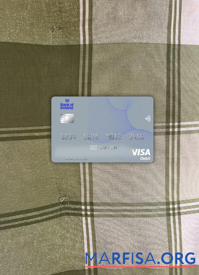 Realistic Ireland Bank of Ireland visa debit card photolook front template